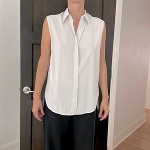 3.1 Phillip Lim sleeveless, striped, button-down blouse, size 6, mostly cotton
